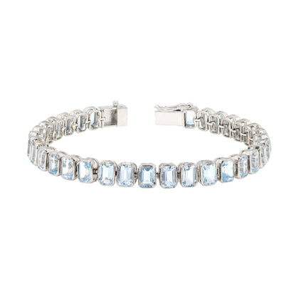 Blue Topaz Octo Bezel Tennis Bracelet