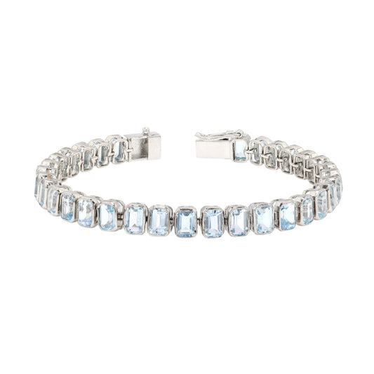 Blue Topaz Octo Bezel Tennis Bracelet