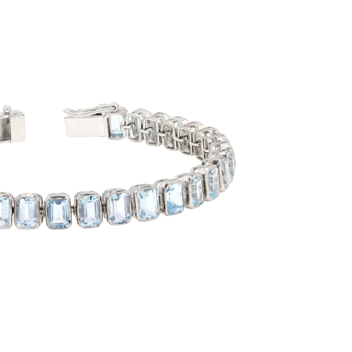 Blue Topaz Octo Bezel Tennis Bracelet