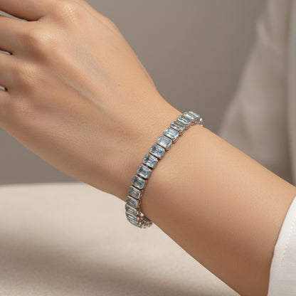 Blue Topaz Octo Bezel Tennis Bracelet