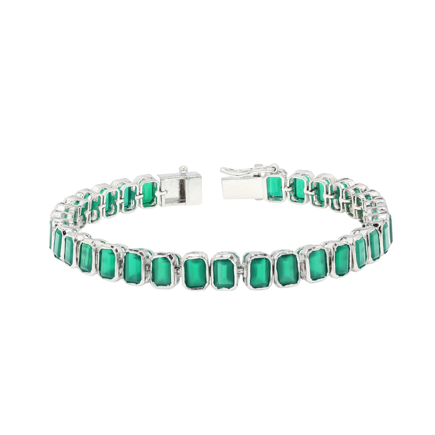 Green onyx Octo Bezel Tennis Bracelet