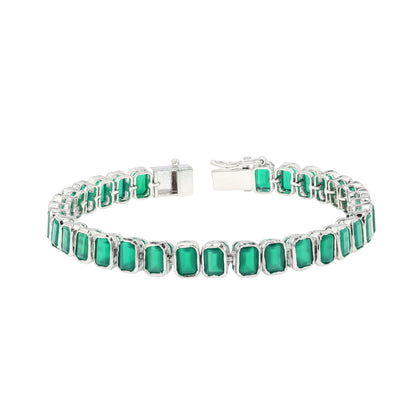 Green onyx Octo Bezel Tennis Bracelet