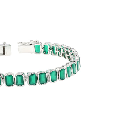 Green onyx Octo Bezel Tennis Bracelet