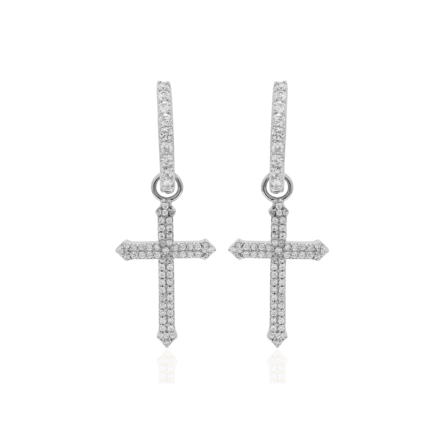 Cross Charm Hoops Gold Vermeil