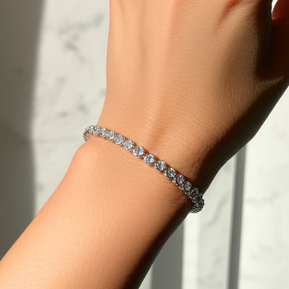 Blue Topaz Bezel Set Tennis Bracelet