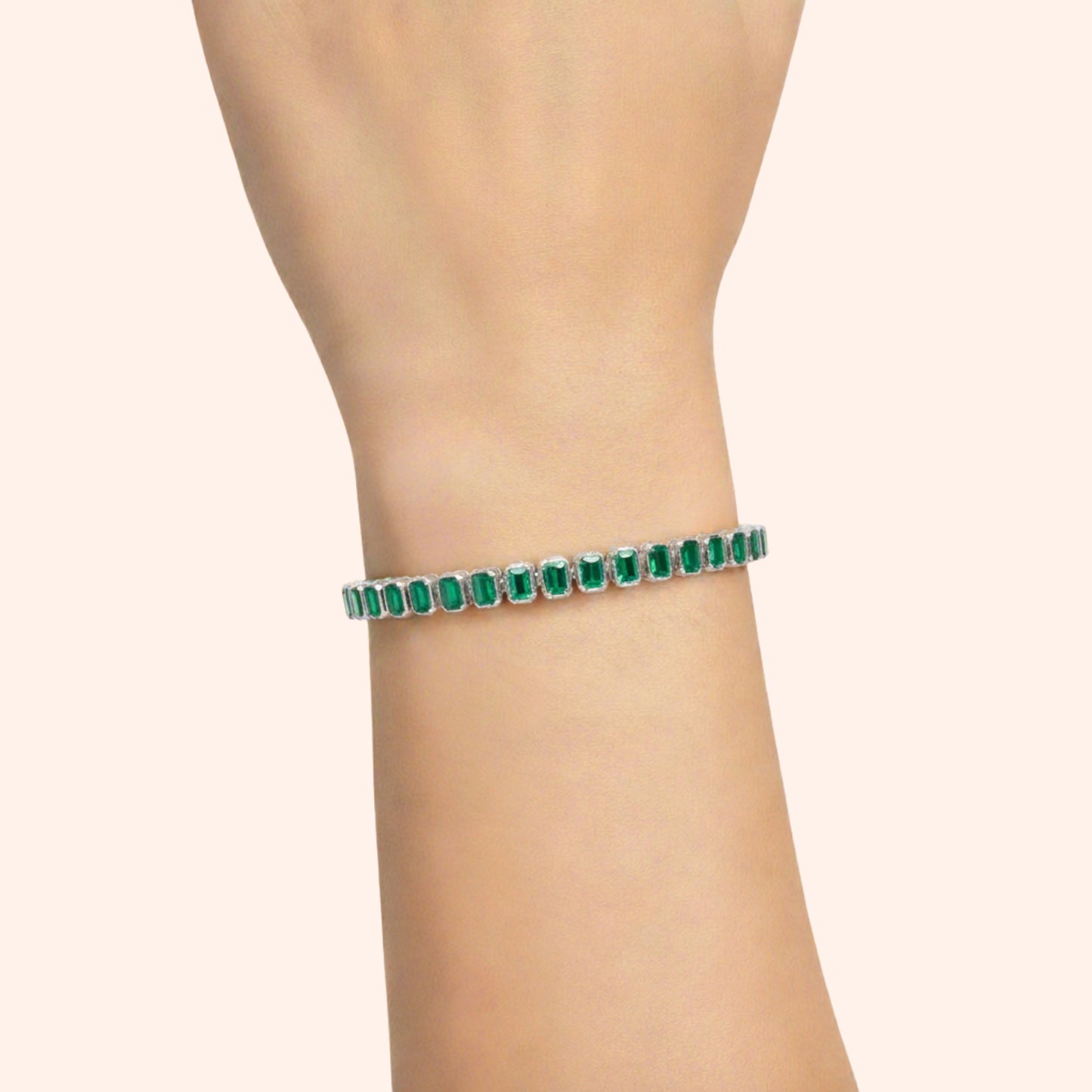 Green onyx Octo Bezel Tennis Bracelet
