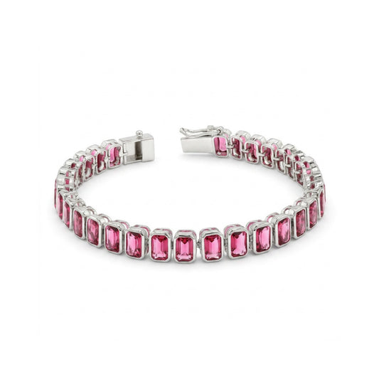 Pink Topaz Octo Bezel Tennis Bracelet