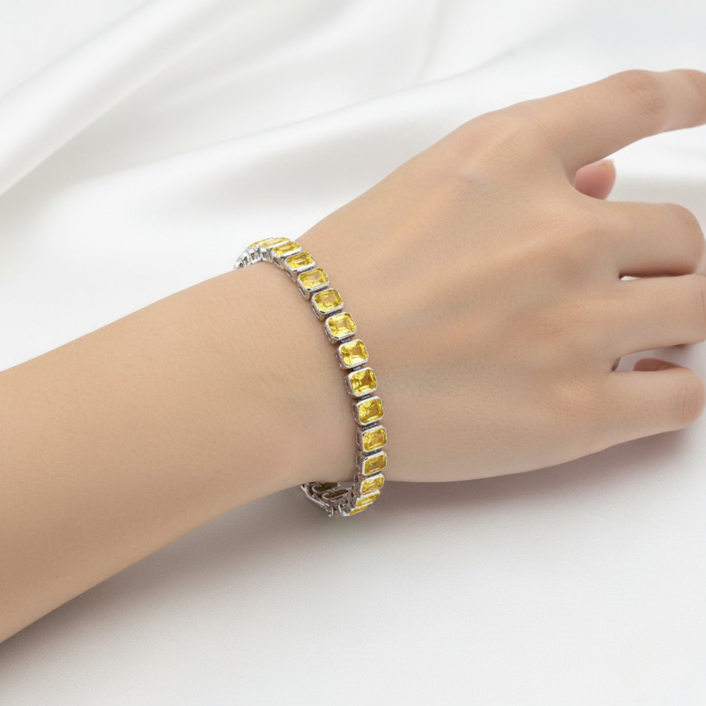 Citrine Octo Bezel Tennis Bracelet