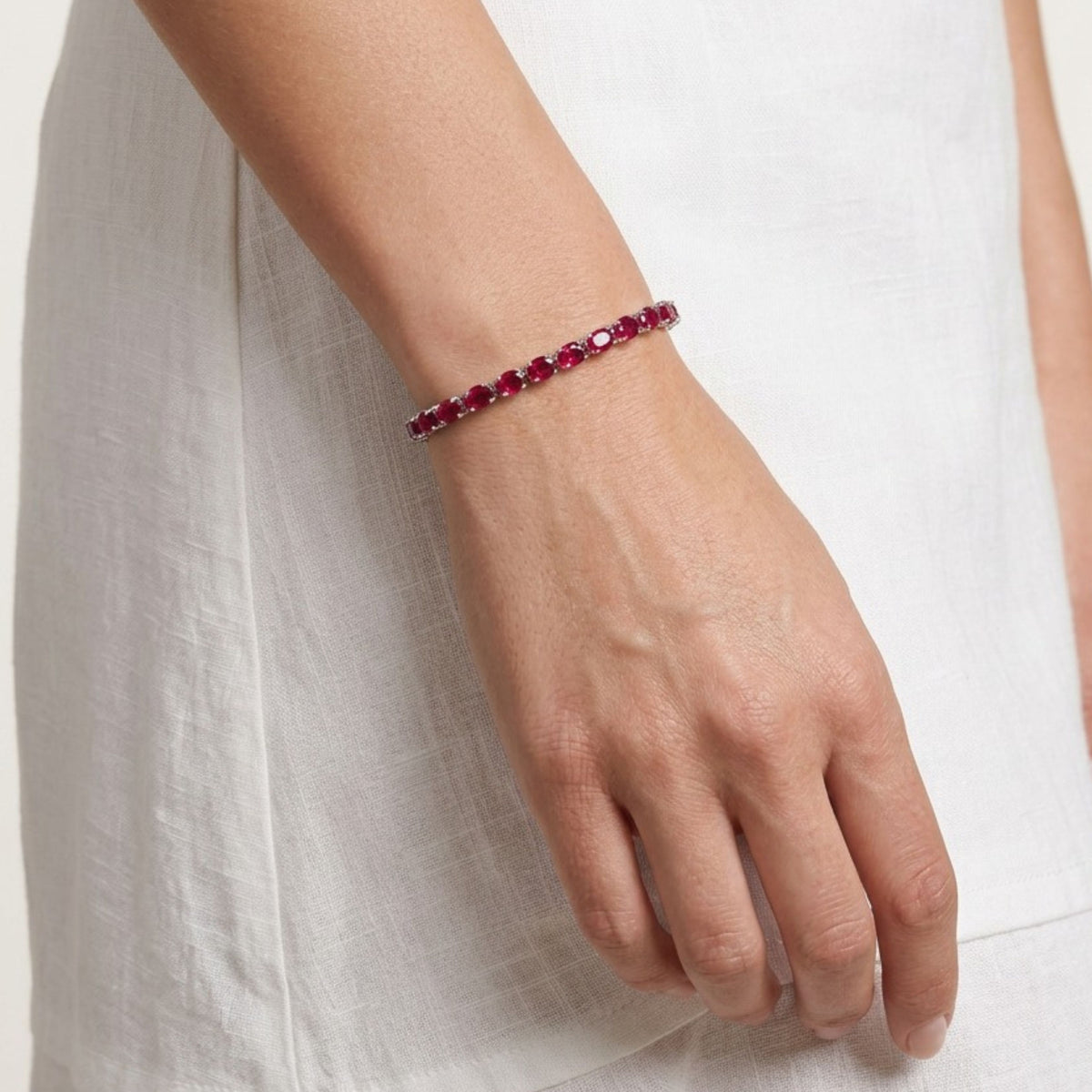 Oval Ruby Tennis Bracelet