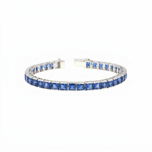 Blue Sapphire Princess Tennis Bracelet