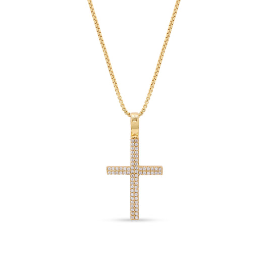 Iced Out Cross Pendant Gold