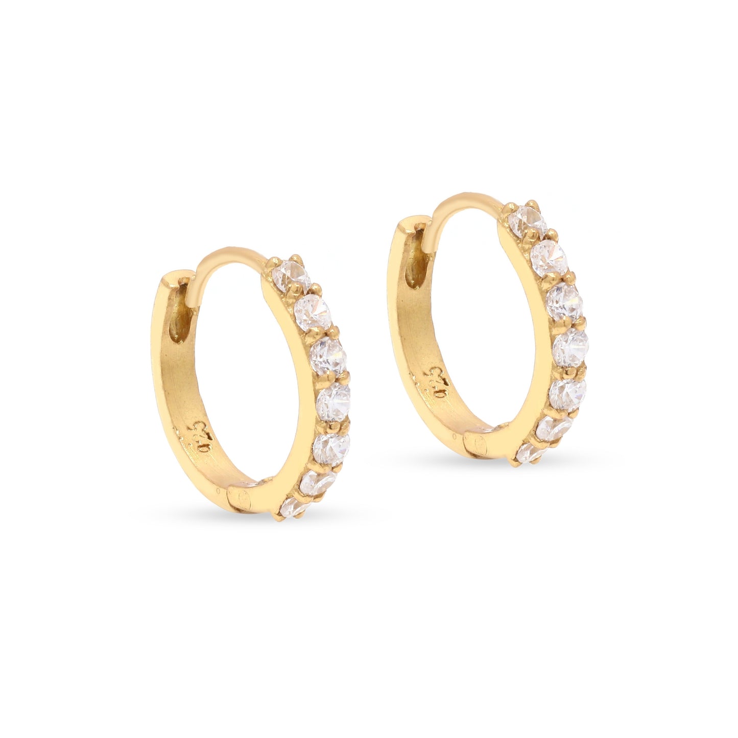 Pavé Diamond Huggie Hoops Gold Vermeil