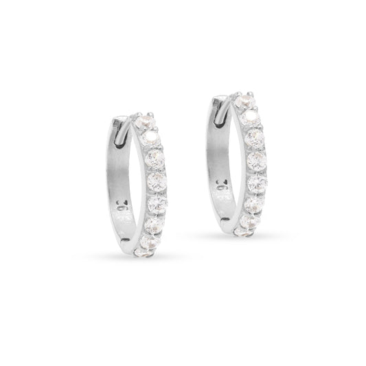 Pavé Diamond Medium Hoops