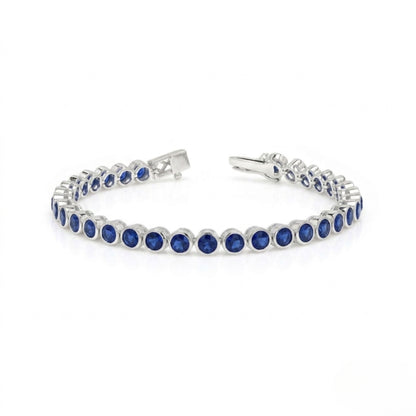 Blue Sapphire Bezel Set Tennis Bracelet