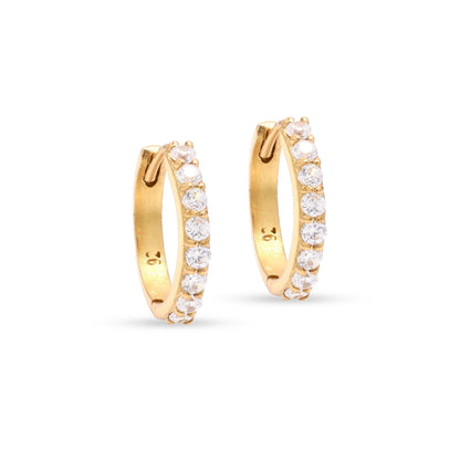 Pavé Diamond Medium Hoops Gold Vermeil