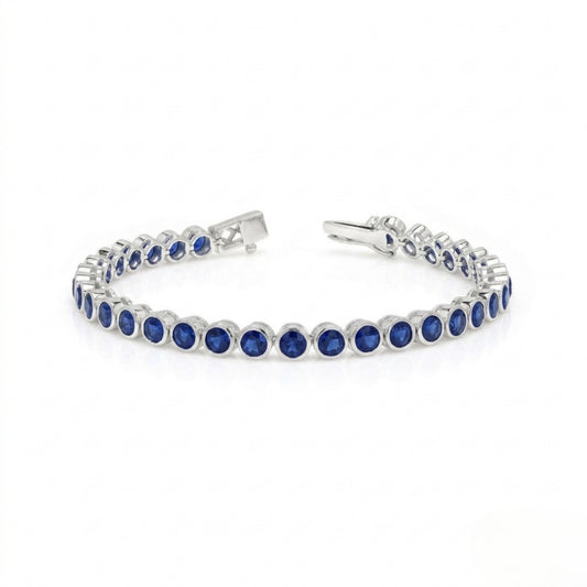 Blue Sapphire Bezel Set Tennis Bracelet