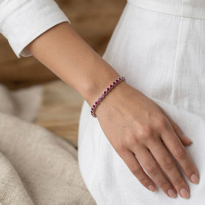 Ruby Bezel Set Tennis Bracelet