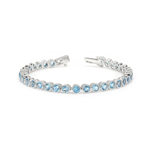 Swiss Blue Topaz Bezel Set Tennis Bracelet