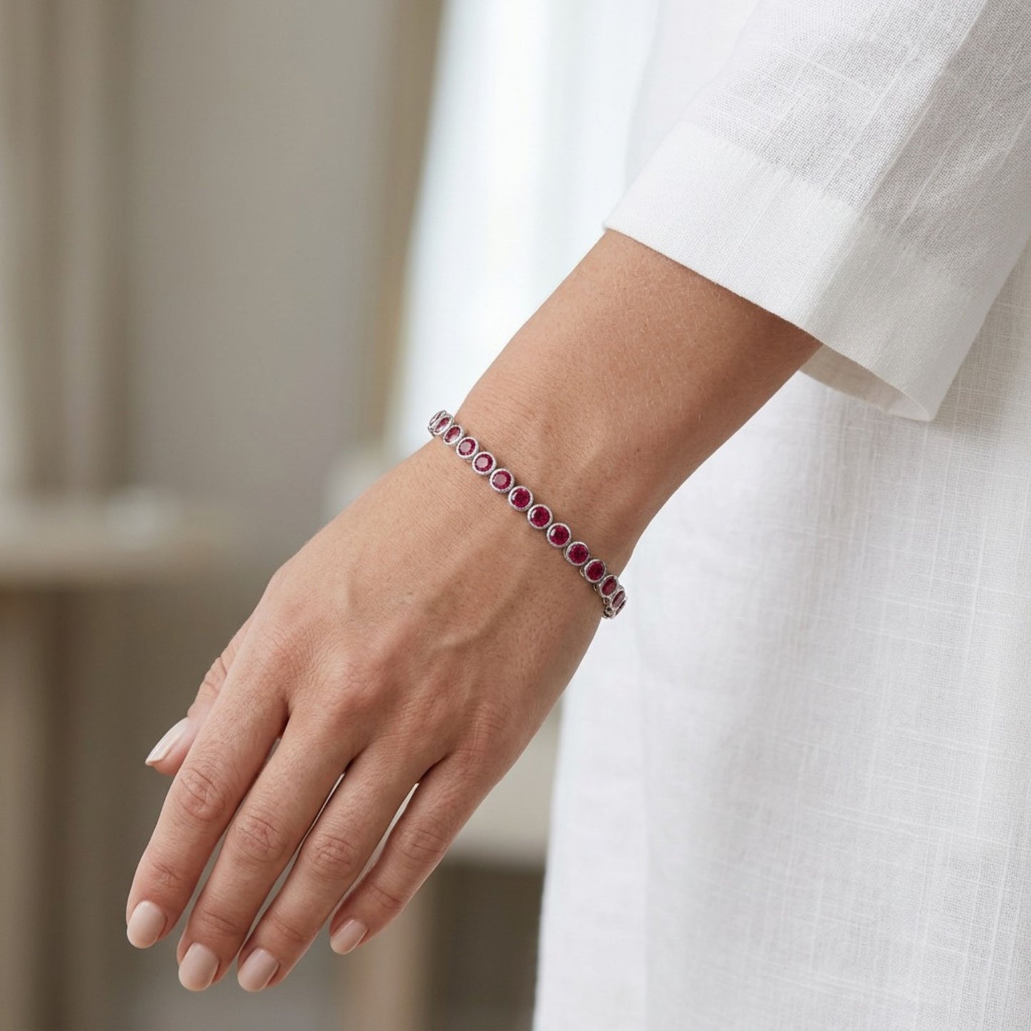Ruby Bezel Set Tennis Bracelet