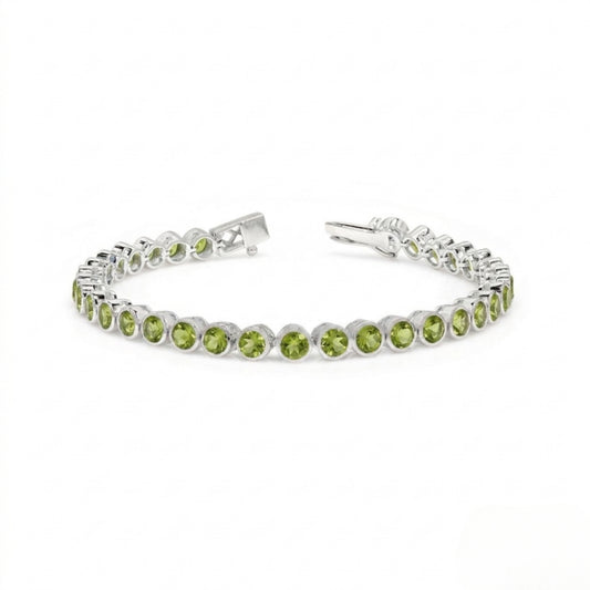 Peridot Bezel Set Tennis Bracelet