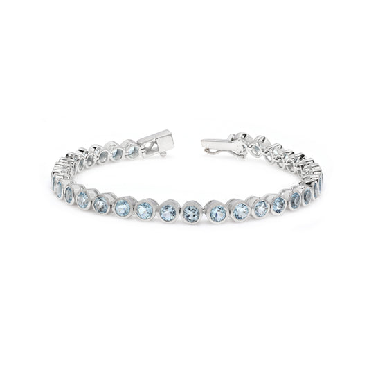 Blue Topaz Bezel Set Tennis Bracelet