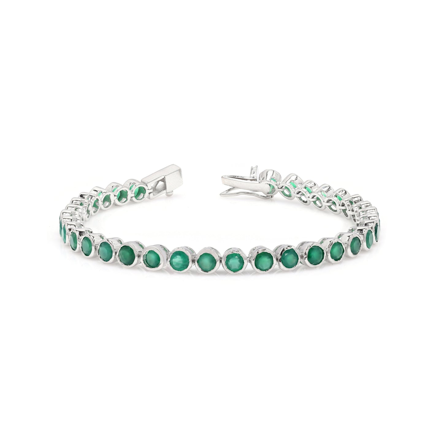 Green Onyx Bezel Set Tennis Bracelet