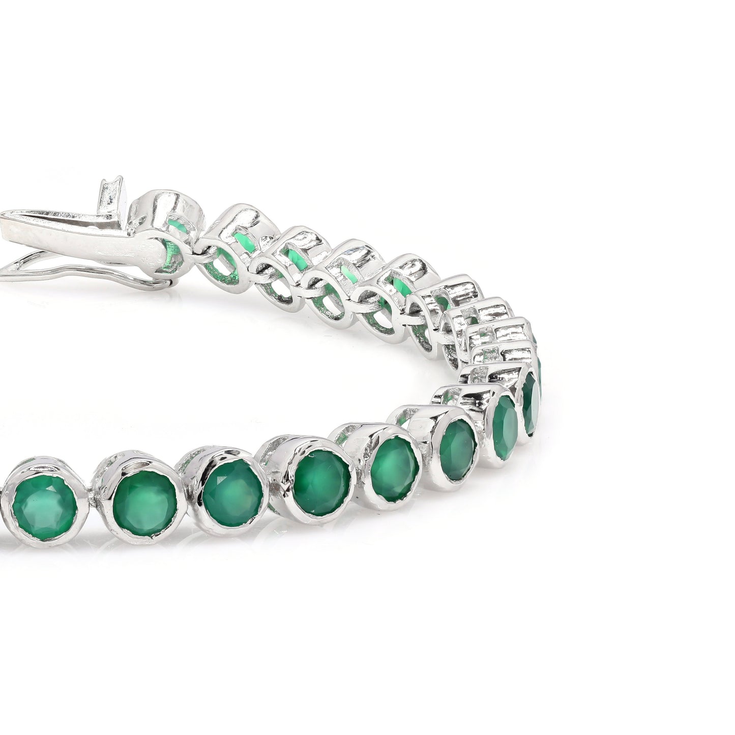 Green Onyx Bezel Set Tennis Bracelet