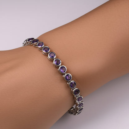 Amethyst Bezel Set Tennis Bracelet
