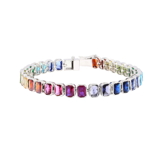 Rainbow Octo Bezel Tennis Bracelet