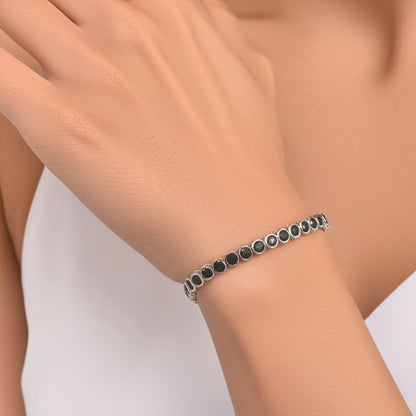 Black Onyx Bezel Set Tennis Bracelet
