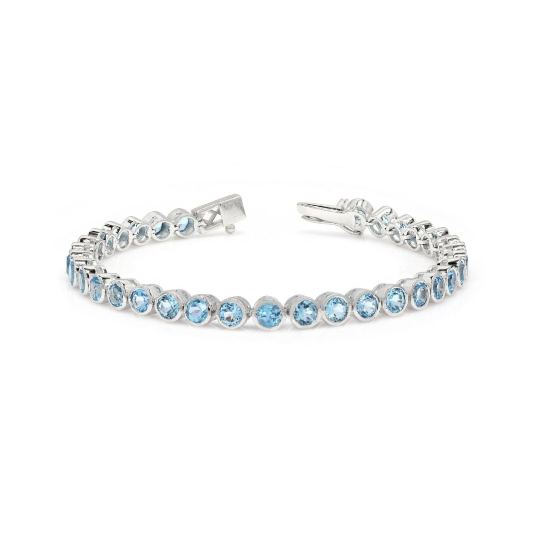 Swiss Blue Topaz Bezel Set Tennis Bracelet