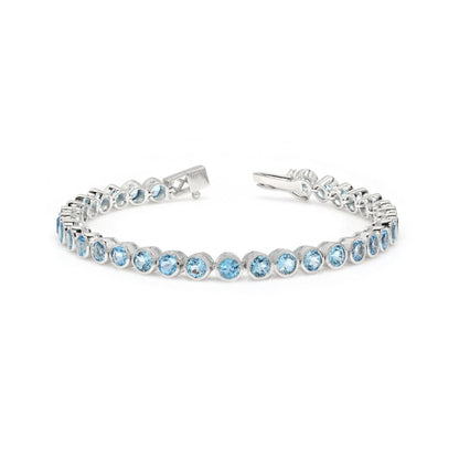 Swiss Blue Topaz Bezel Set Tennis Bracelet