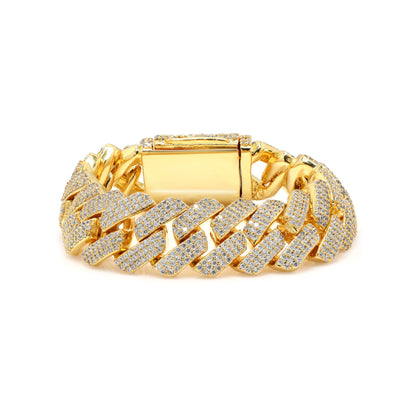 Raised Iced Out Cuban Bracelet 19mm Gold