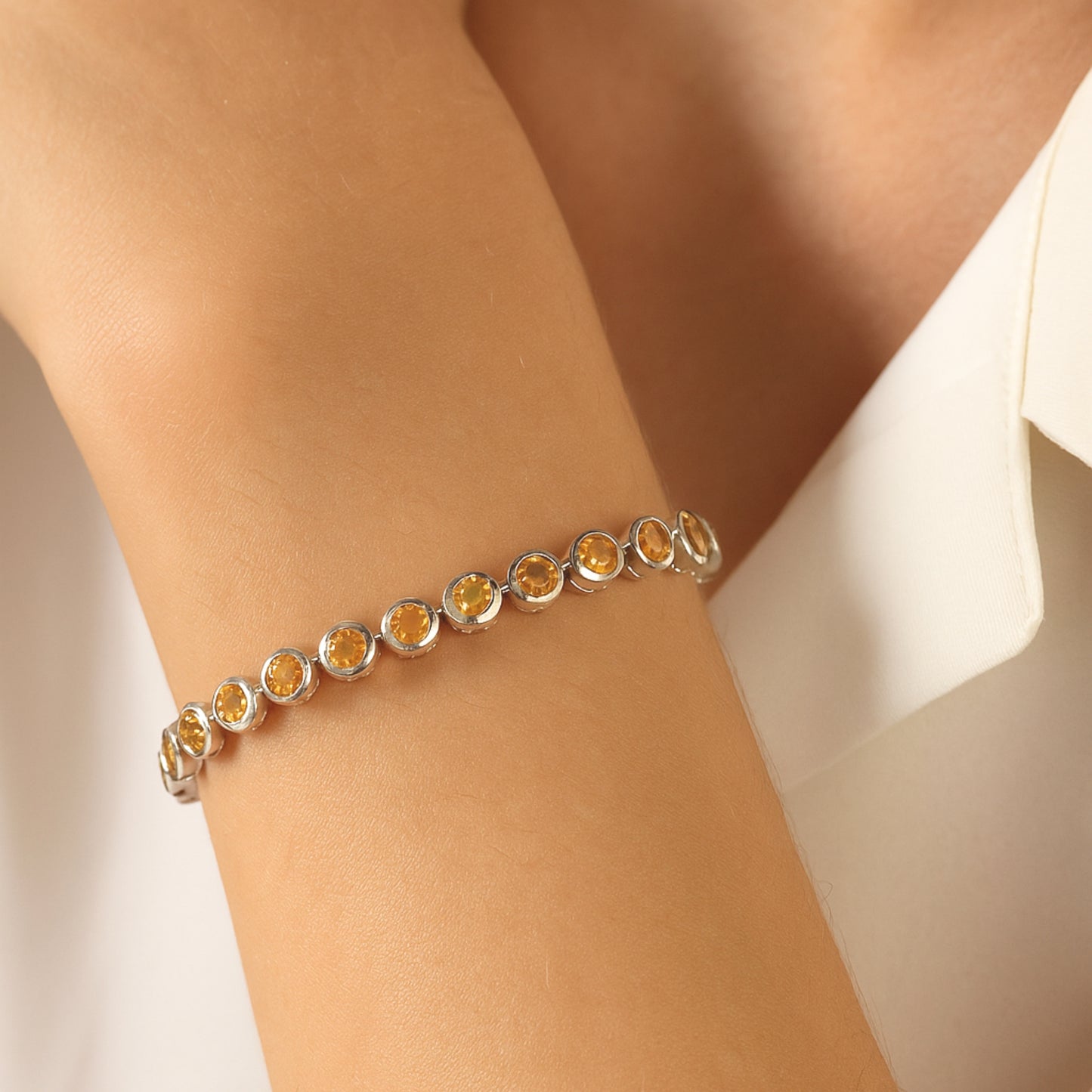 Citrine Bezel Set Tennis Bracelet