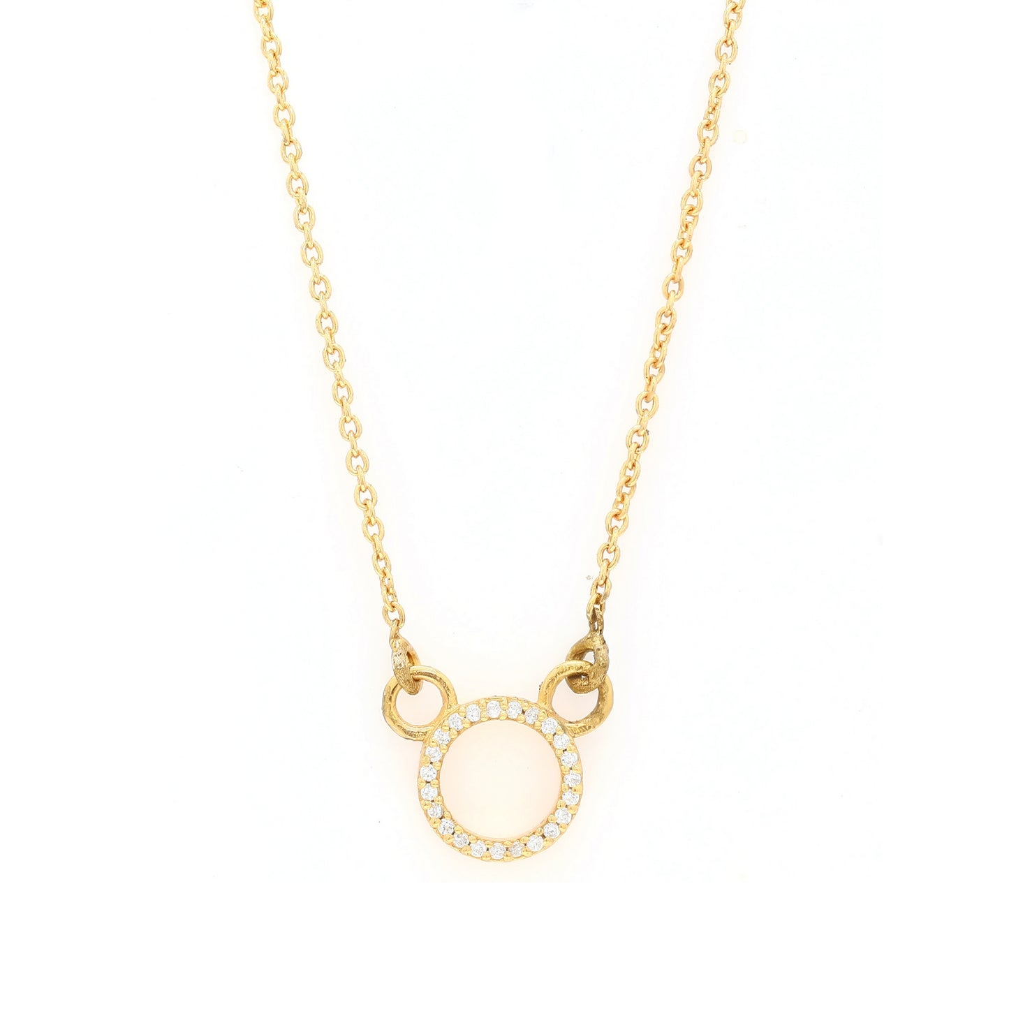 Pavé Diamond Round Necklace Gold