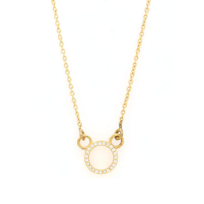 Pavé Diamond Round Necklace Gold