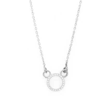 Pavé Diamond Round Necklace Gold