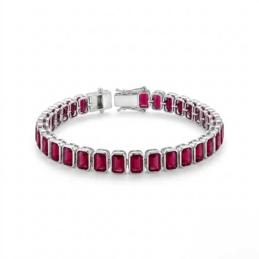 Ruby Octo Bezel Tennis Bracelet
