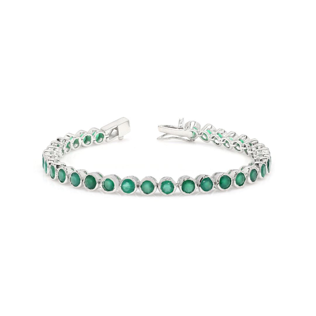Green Onyx Bezel Set Tennis Bracelet