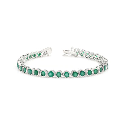 Green Onyx Bezel Set Tennis Bracelet