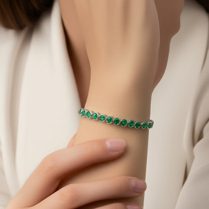 Green Onyx Bezel Set Tennis Bracelet