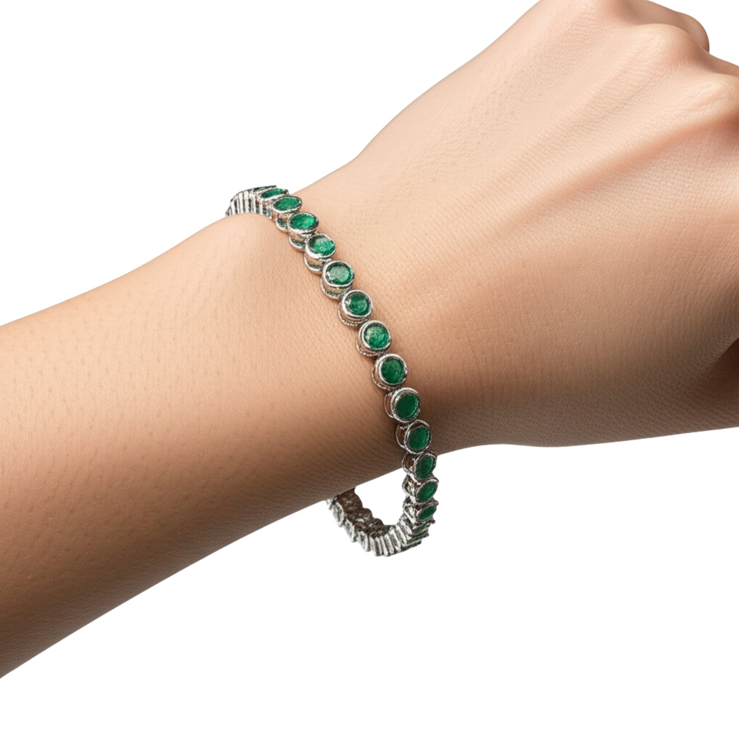 Green Onyx Bezel Set Tennis Bracelet