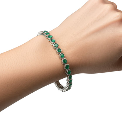 Green Onyx Bezel Set Tennis Bracelet