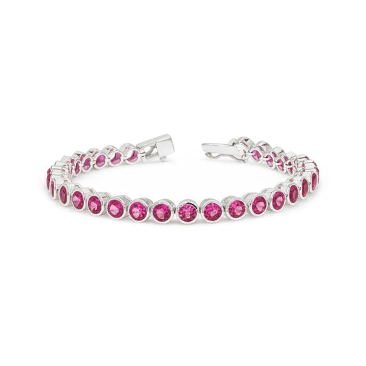 Pink Topaz Bezel Set Tennis Bracelet