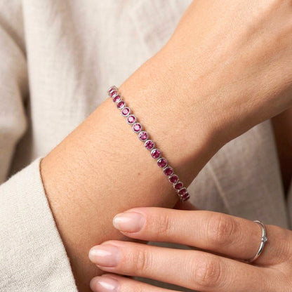 Pink Topaz Bezel Set Tennis Bracelet