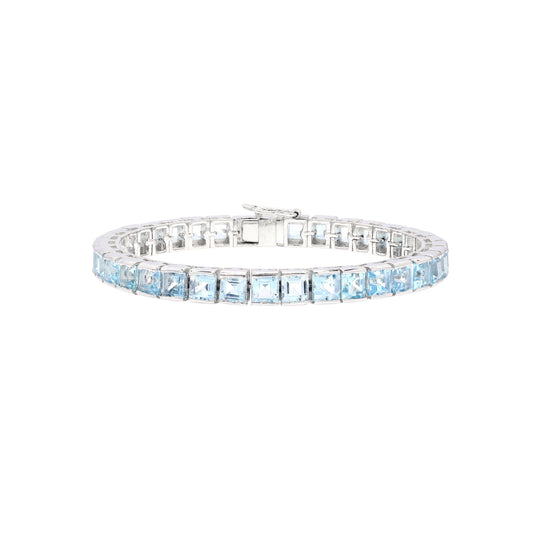 Blue Topaz Princess Tennis Bracelet