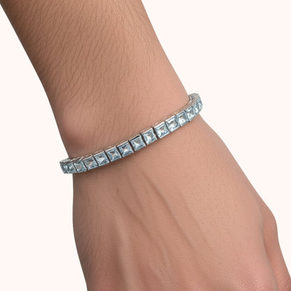 Blue Topaz Princess Tennis Bracelet