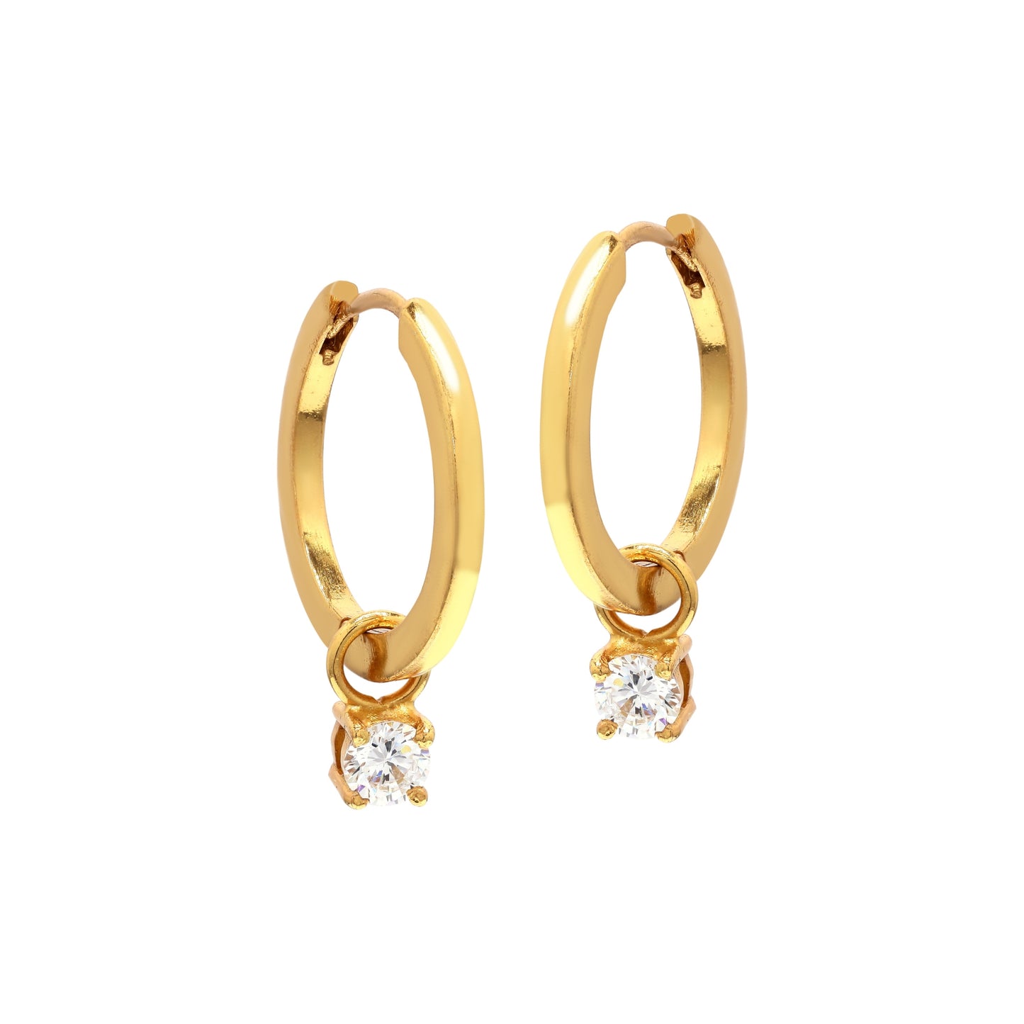 CZ Charm Hoops Gold Vermeil