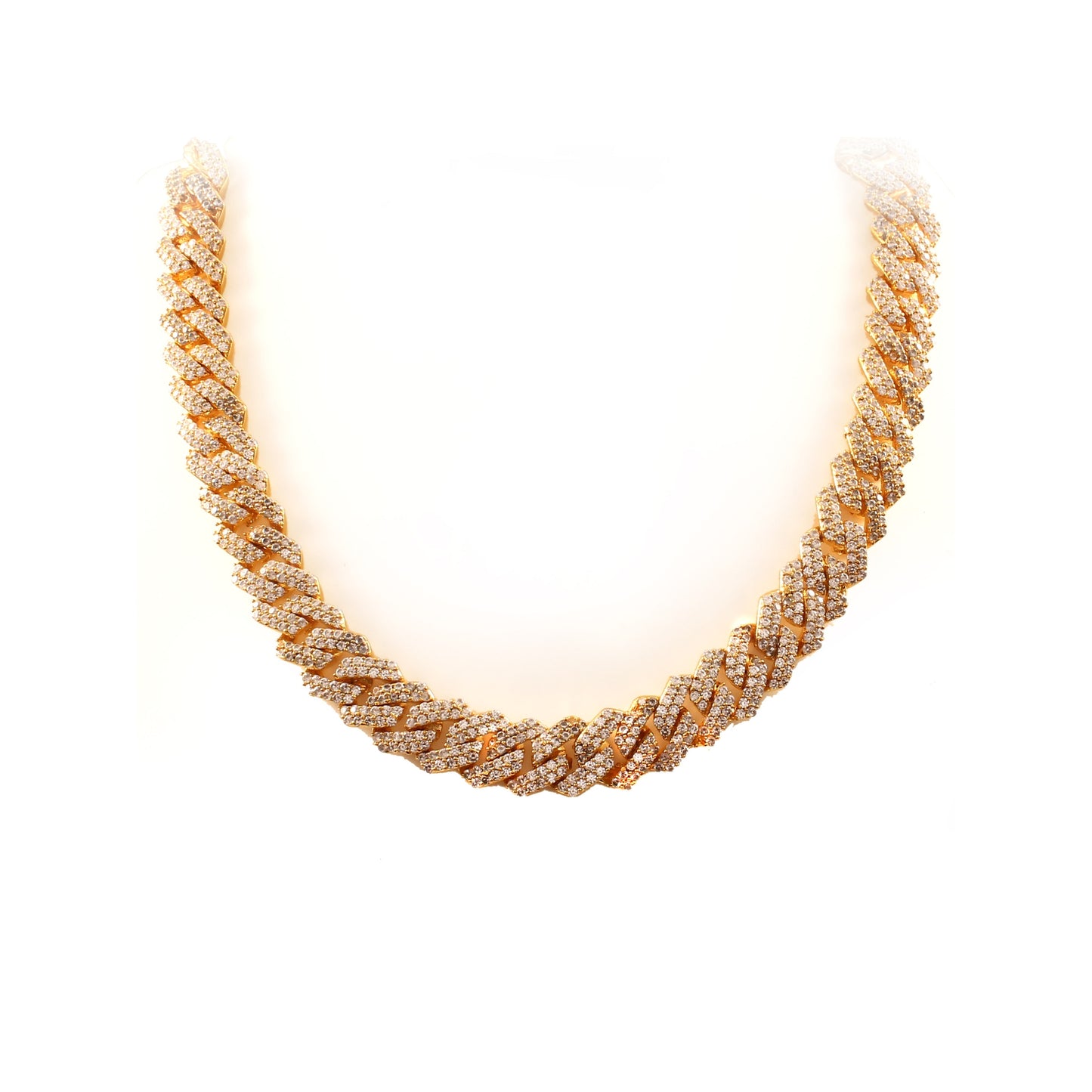 Raised Iced Out Cuban Chain 14mm Gold