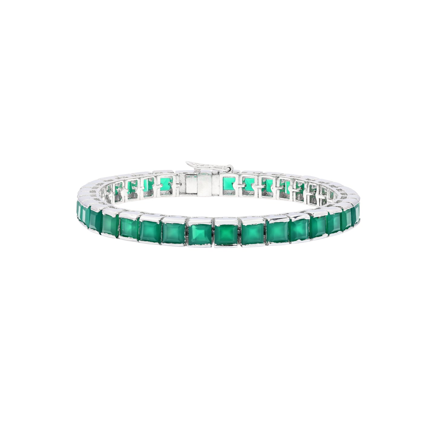Green onyx Princess Tennis Bracelet